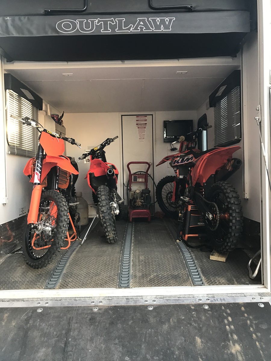 Strapping bikes in a toy hauler MotoRelated Motocross Forums