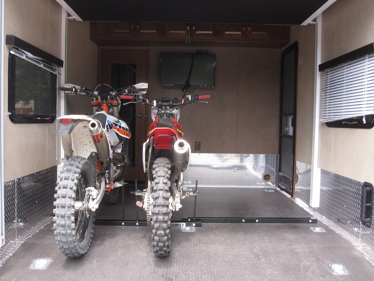 Strapping bikes in a toy hauler MotoRelated Motocross Forums