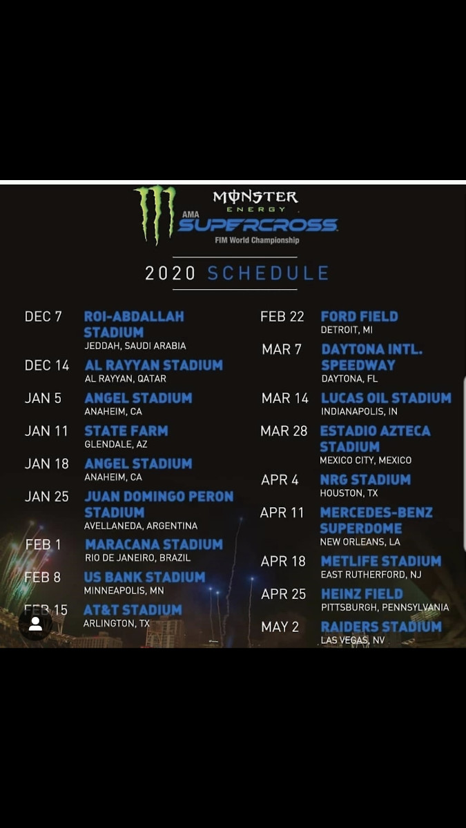 Monster Supercross 2020 Schedule 2020 Supercross ??? Moto Related Motocross Forums / Message Monster Supercross 2020 Schedule 2020 Supercross ??? Moto Related Motocross Forums / Message