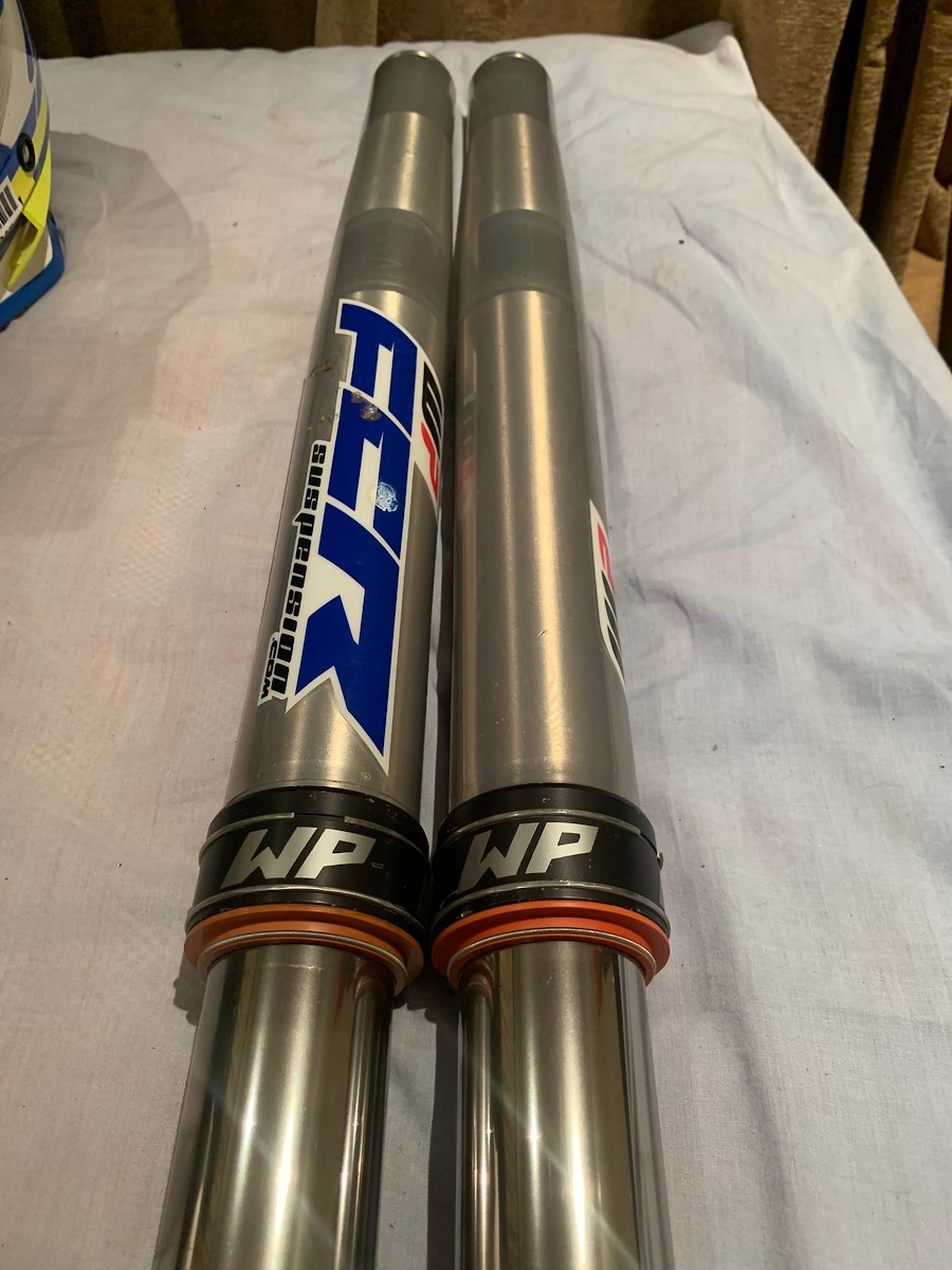 WP 52mm FACTORY CONE VALVE FORKS AND XTRIG TRIPLE CLAMPS For Sale