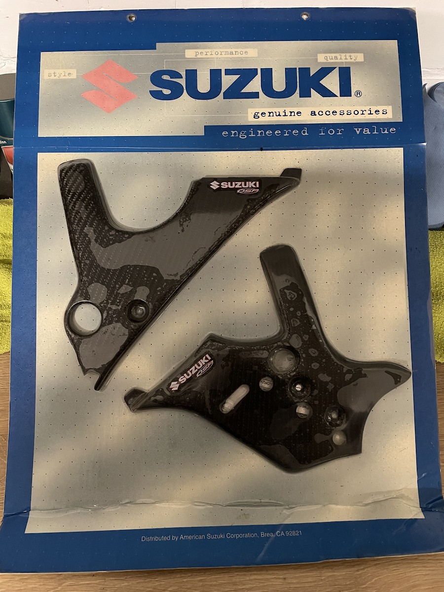 NOS DSP carbon fiber RM125 9600 frame guards & skid plate For Sale