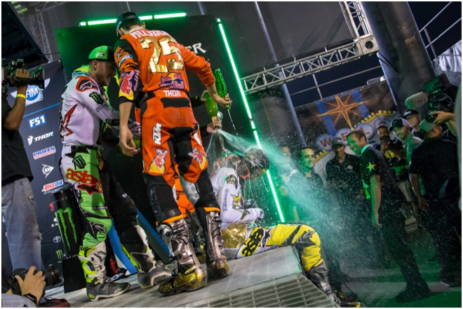 Jason Anderson secured his first-career 450SX Class Championship at the final round of the 2018 season on May 5, which also marked the first 450SX Class Championship for Rockstar Energy Husqvarna Factory Racing. 