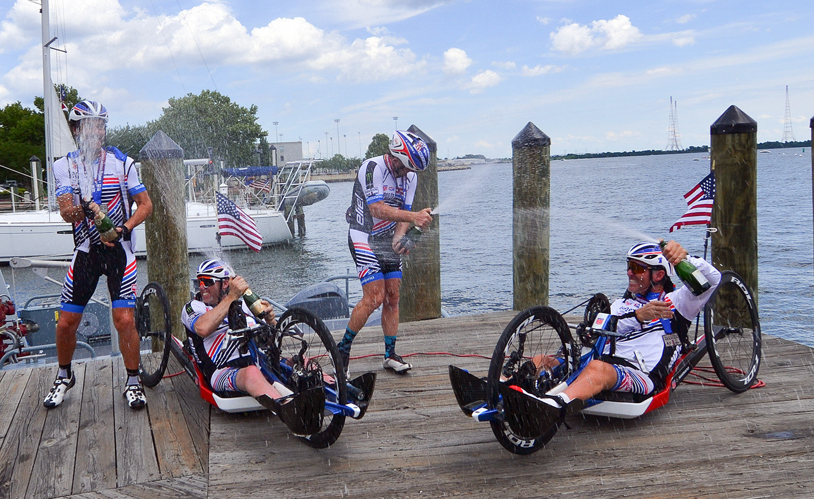 At the finish of the RAAM event with Jeff, Micky Dymond, Doug Henry and David Bailey