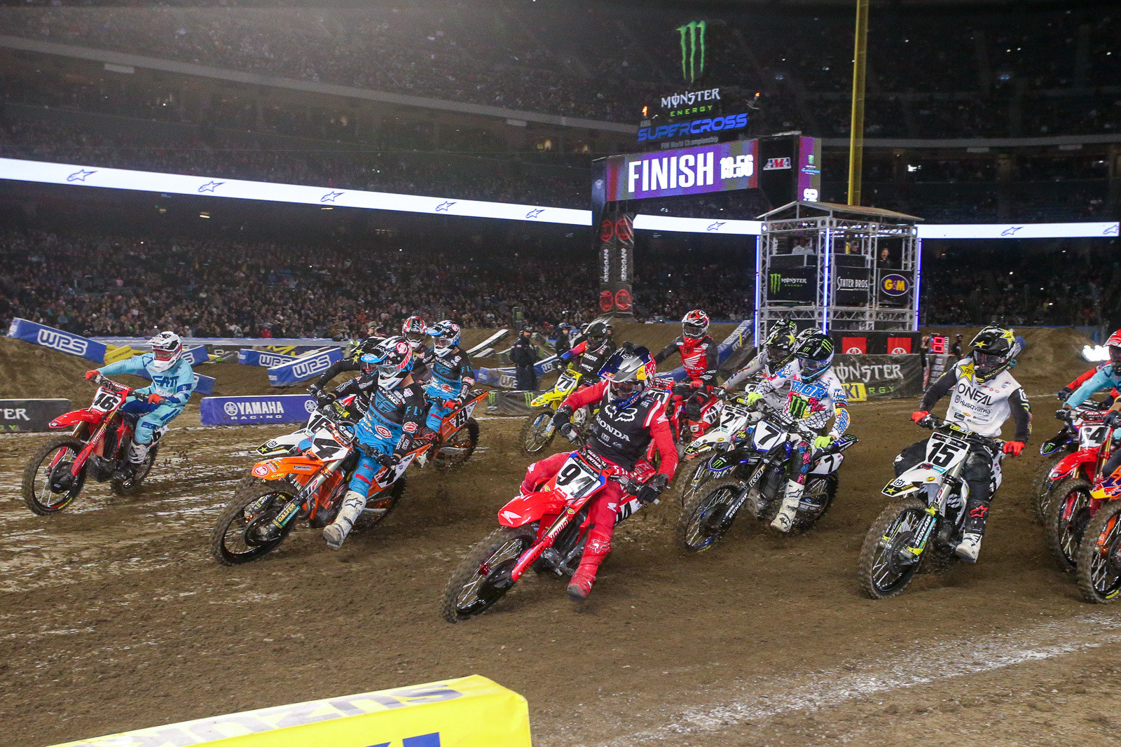 Ken Roczen nabbing the holeshot in the 450 main.