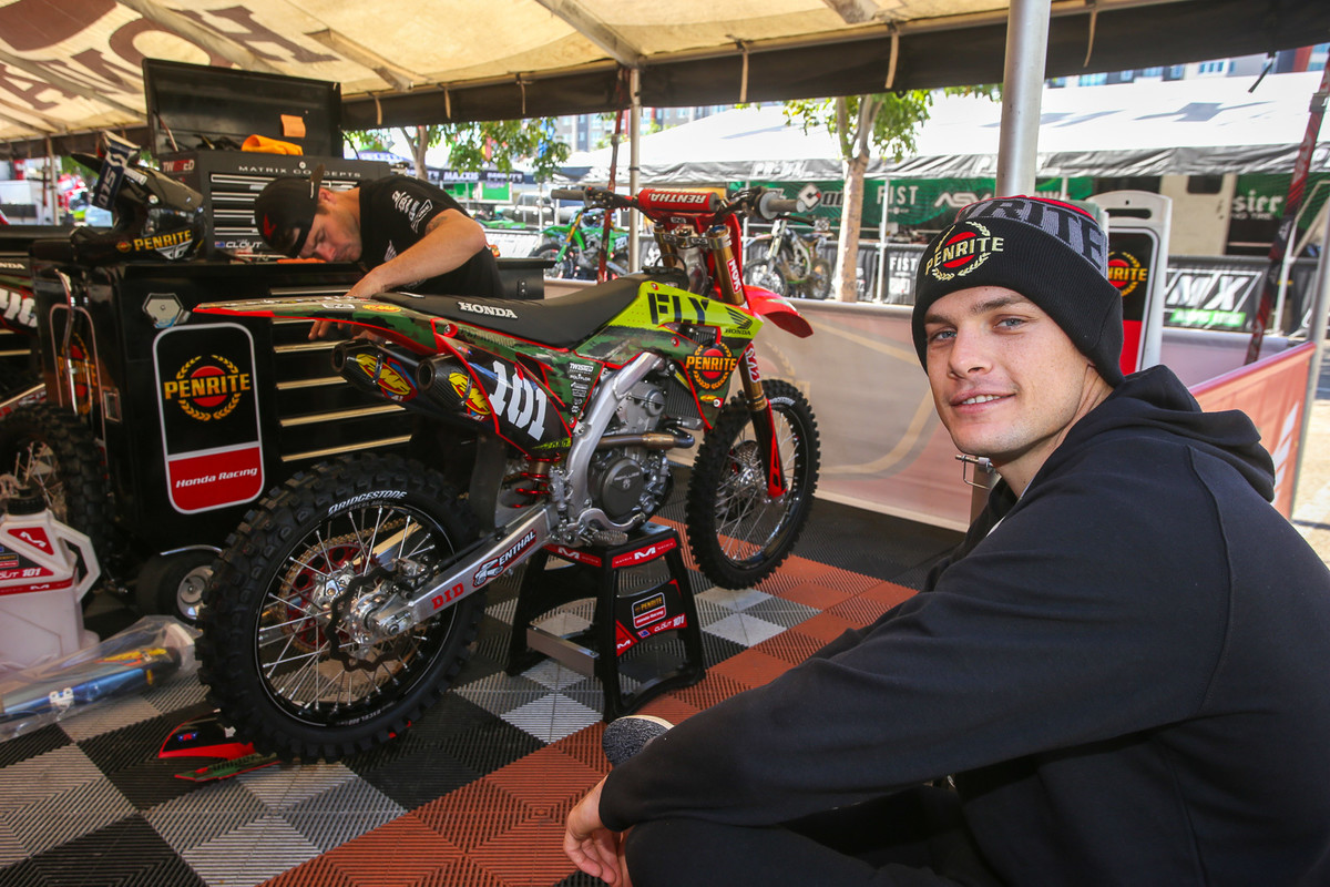 The Penrite Honda guys (that's Luke Clout) had a couple of different graphic looks under the tent, though they opted for the one that's on Luke's bike.