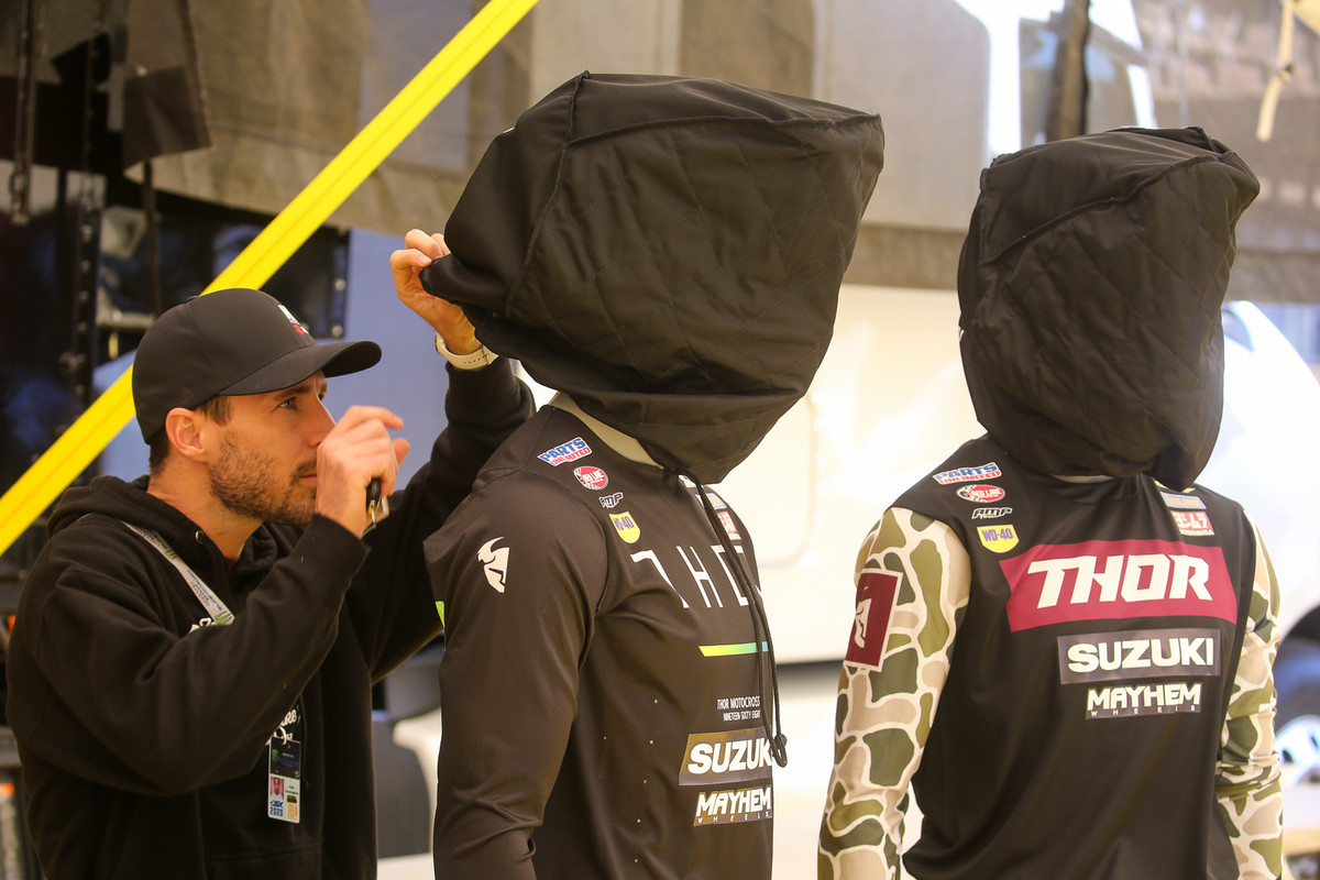 Kyle Cunningham checking on the hostages in their pit area.
