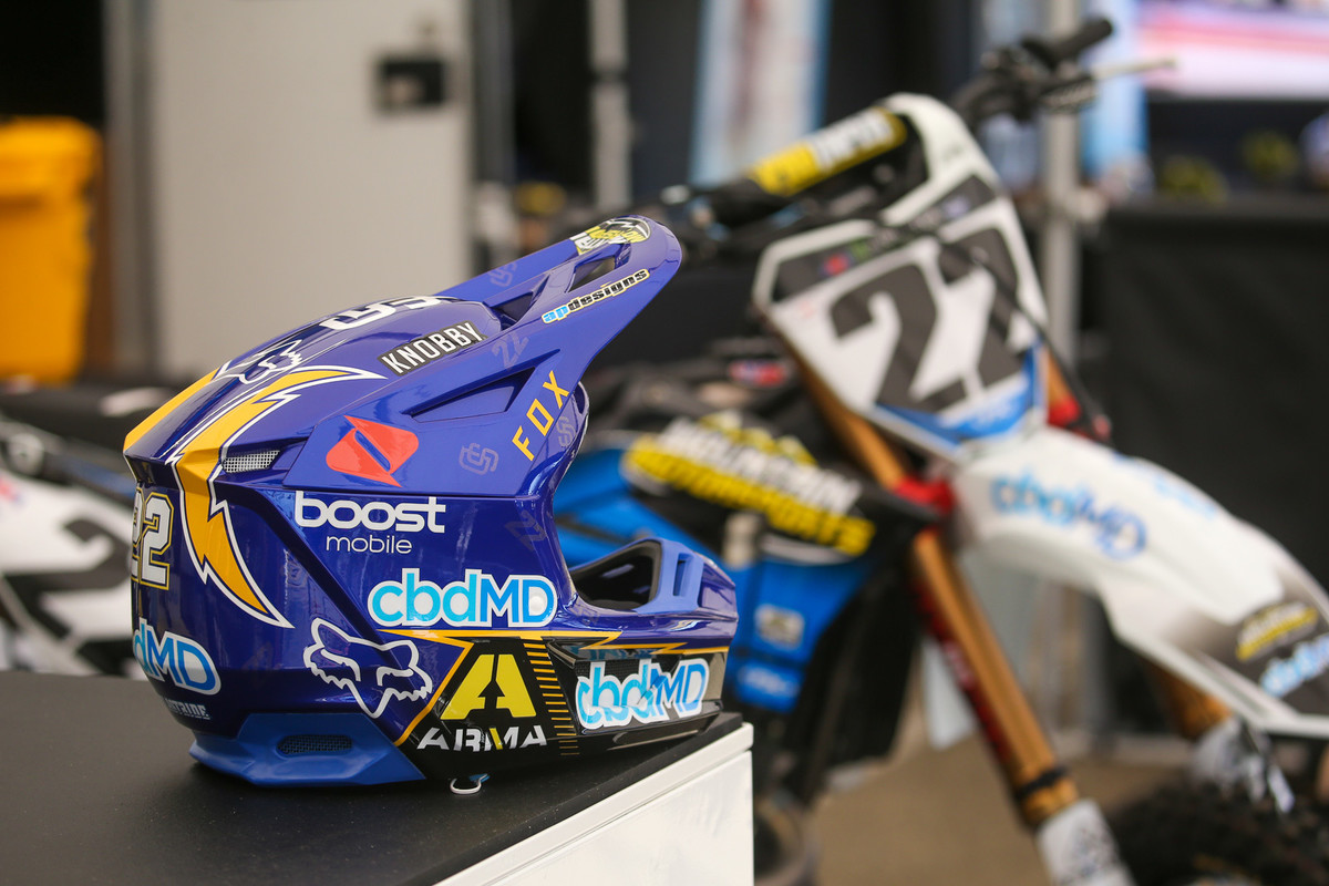 Chad Reed had a very cool helmet painted up by AP designs that was an updated replica of the Charger design that he wore in San Diego in '09. But that wasn't all...