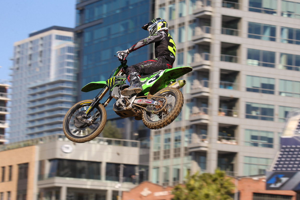 Ah yes, that San Diego skyline. Eli Tomac nabbed the second spot behind his Monster Energy Kawasaki teammate.