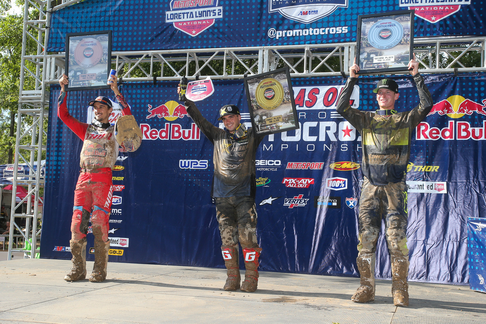 Zach Osborne (center), with Marvin Musquin, and Adam Cianciarulo.