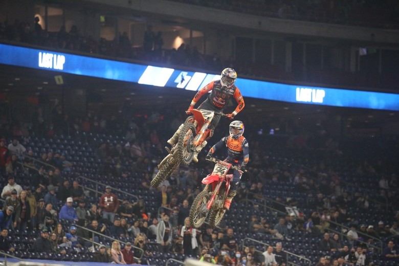 This was the battle of the night, with Cooper Webb making the pass on Ken Roczen after Ken was held up by Dean Wilson.