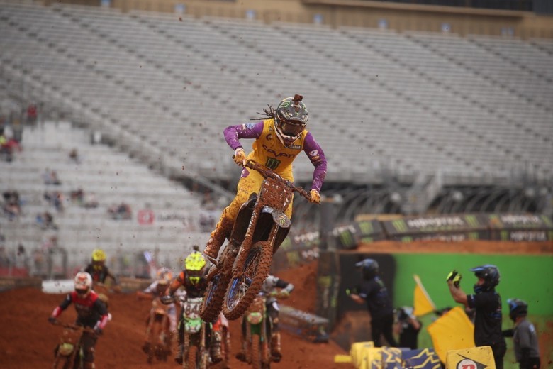 Malcolm Stewart is easy to spot out on track today with his gear set up.