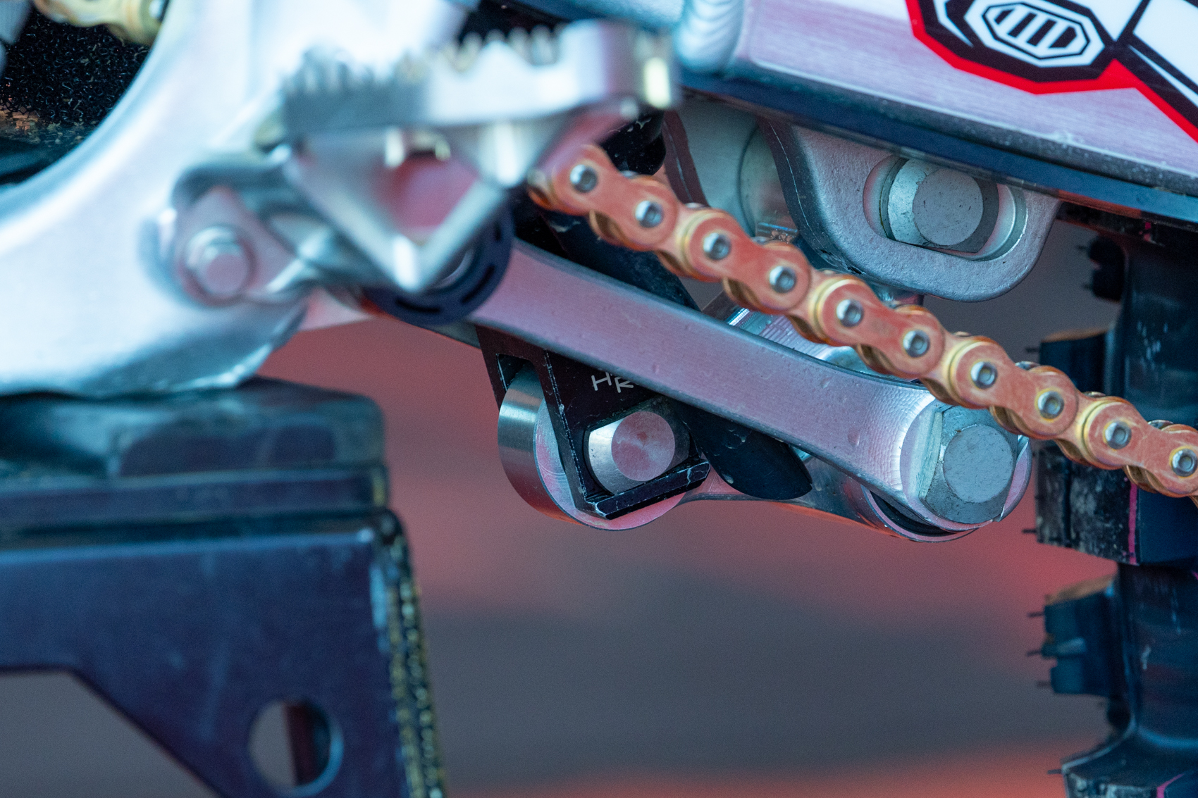 Lots of steel hardware in the HRC bike instead of swapping every bolt to titanium. It's all about finding the right feel.