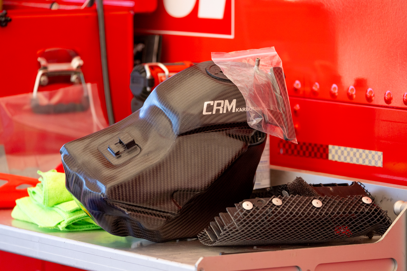 The Phoenix team has a fresh batch of CRM carbon tanks for rounds like Southwick, as they're larger capacity than the CMT ones.