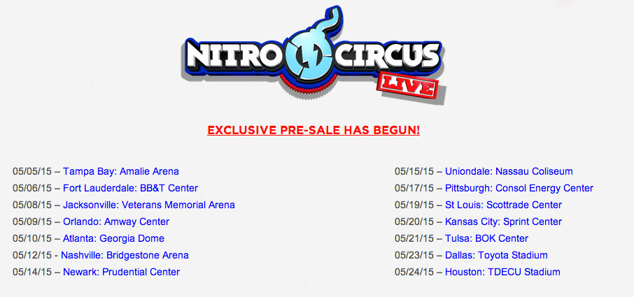 Tour Dates - Nitro Circus: US Tour Announcement Party - Motocross