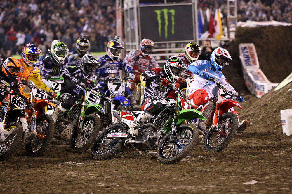 Supercross main event start Photo Blast Anaheim 1 2012 Motocross Pictures Vital MX