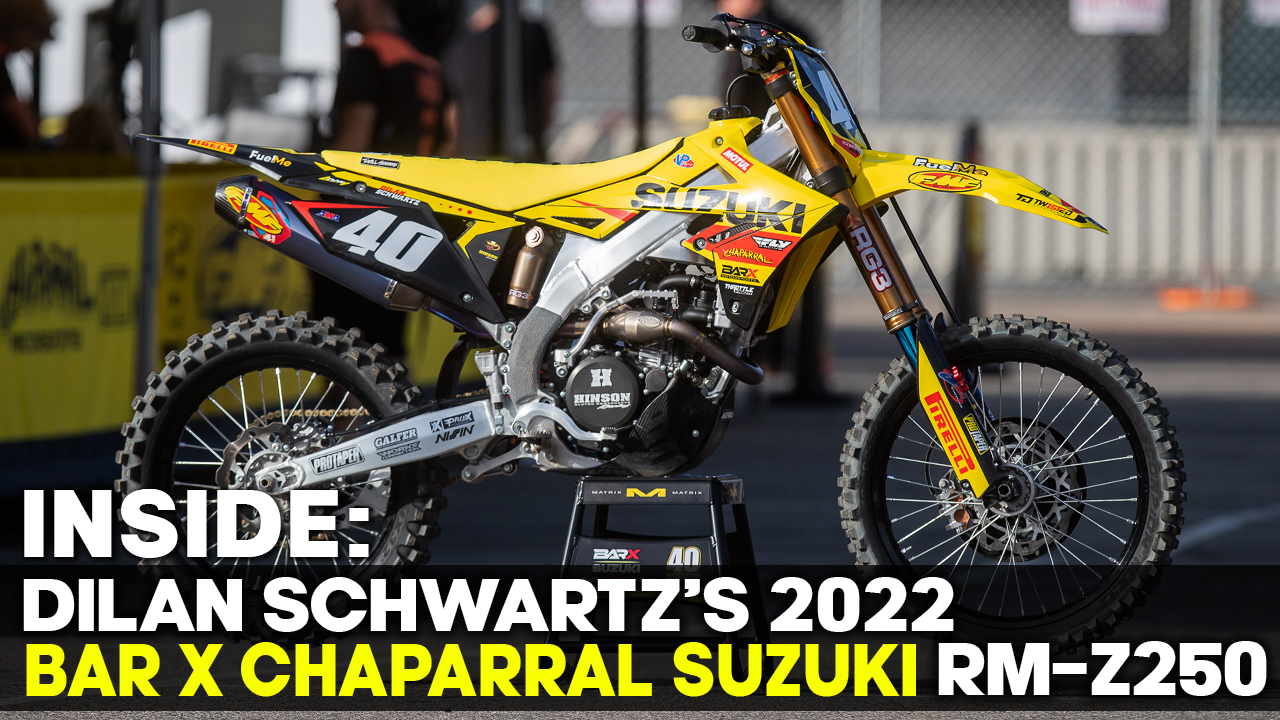 Inside Dilan Schwartz's 2022 Bar X Chaparral Suzuki RMZ250 Motocross Videos Vital MX
